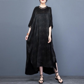 Robe Maxi En Soie Fendue Imprimée Printemps-été