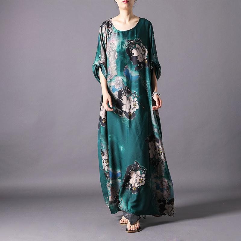 Robe Maxi En Soie À Imprimé Floral Extravagant Pour Femmes