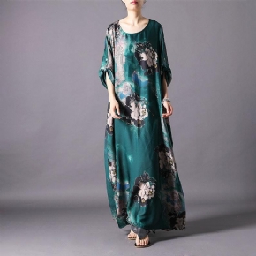 Robe Maxi En Soie À Imprimé Floral Extravagant Pour Femmes