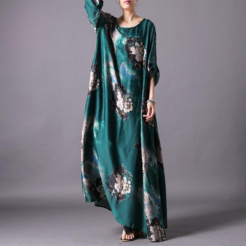 Robe Maxi En Soie À Imprimé Floral Extravagant Pour Femmes