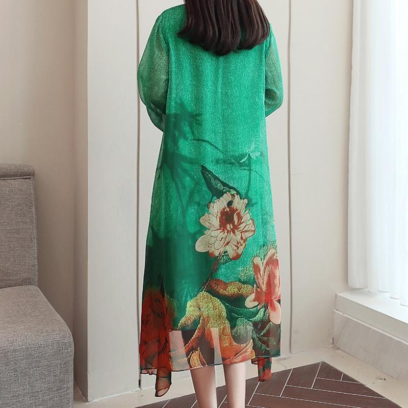 Robe Mi-longue Asymétrique À Fleurs À La Mode Pour Femmes