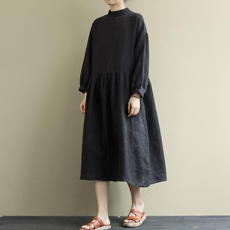 Robe Mi-longue En Coton Et Lin À Coutures Lâches