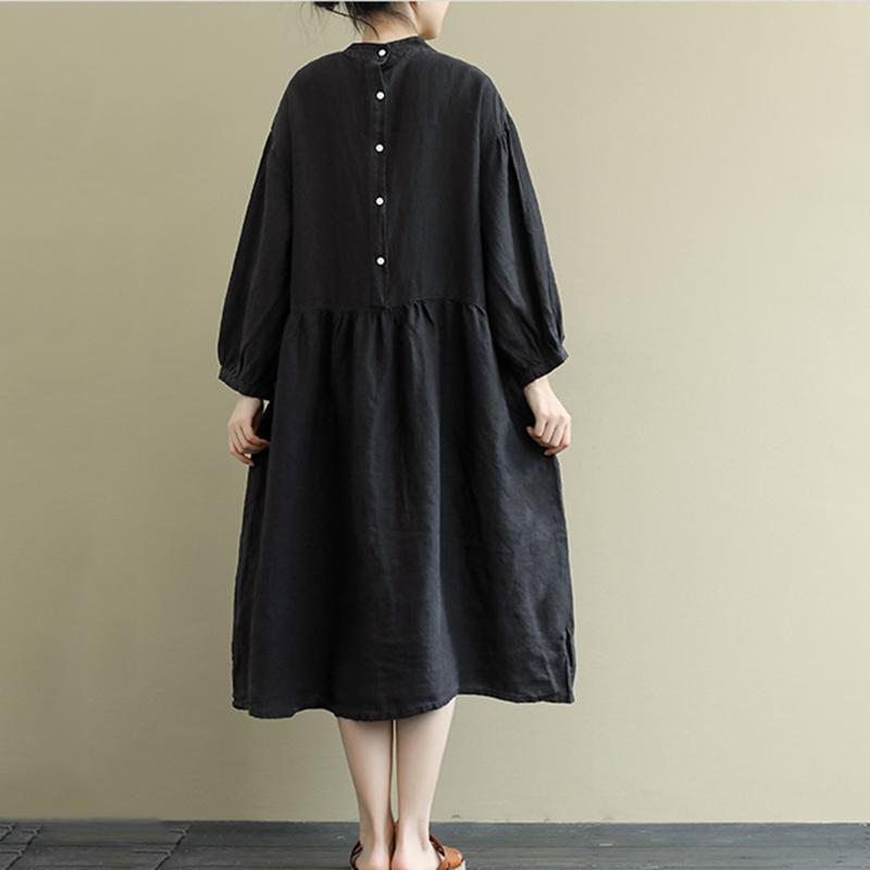 Robe Mi-longue En Coton Et Lin À Coutures Lâches