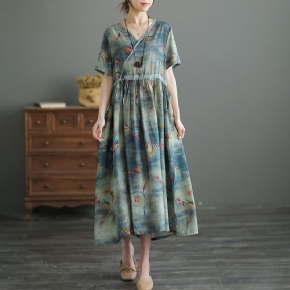 Robe Mi-longue À Fleurs En Coton Et Soie D'été