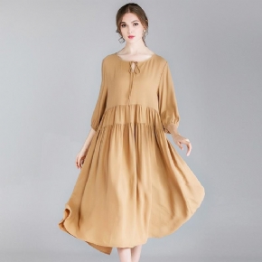 Robe Mi-longue Vintage À Manches 3/4 Pour Femmes Grande Taille