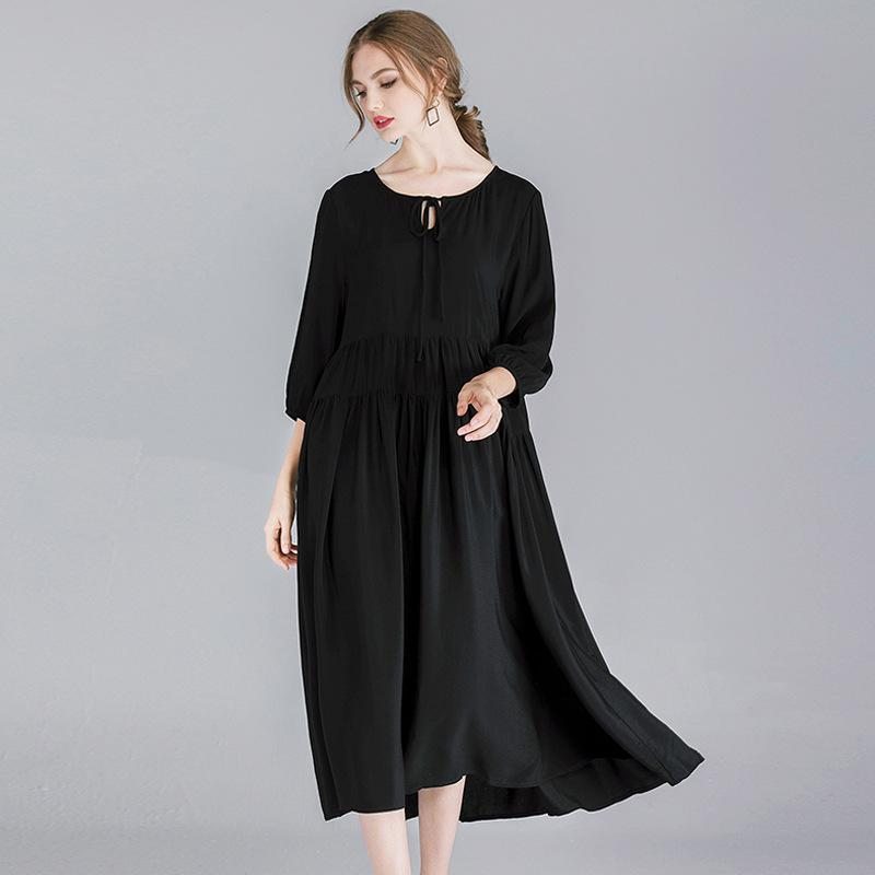 Robe Mi-longue Vintage À Manches 3/4 Pour Femmes Grande Taille