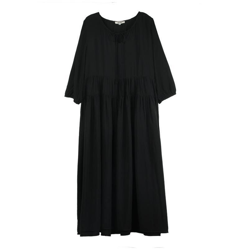 Robe Mi-longue Vintage À Manches 3/4 Pour Femmes Grande Taille