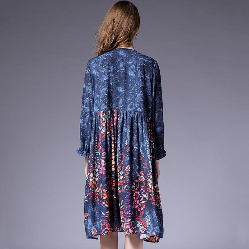 Robe Midi Ample À Col Rond Et Manches Volantées