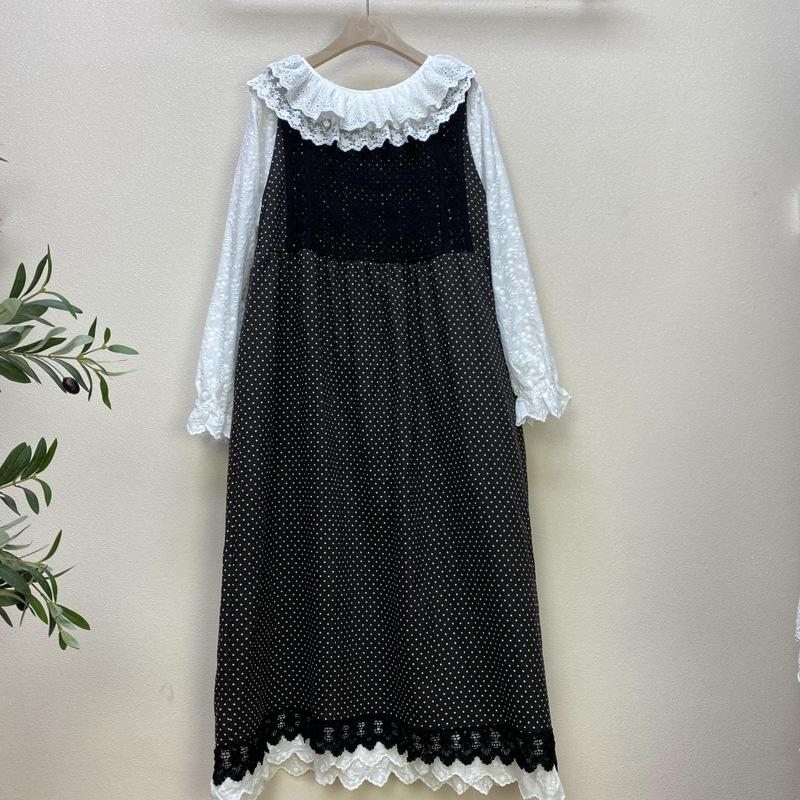 Robe Midi Sans Manches En Coton Et Lin À Pois Creux