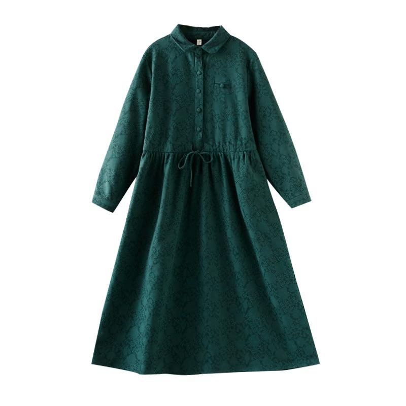 Robe En Peluche Ample En Coton Et Lin Rétro D'hiver