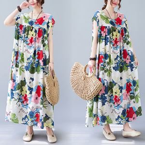 Robe Sans Manches À Fleurs Rétro Grande Taille D'été