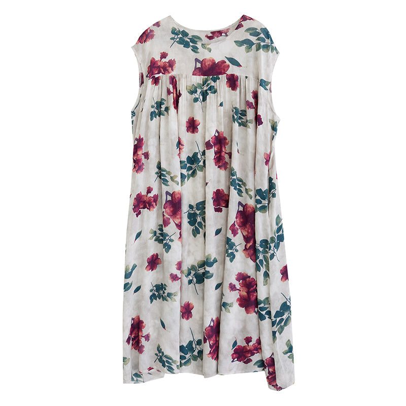 Robe Sans Manches À Fleurs Rétro Grande Taille D'été