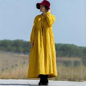 Robe Surdimensionnée Unie À Manches Volantées - Jaune Vif