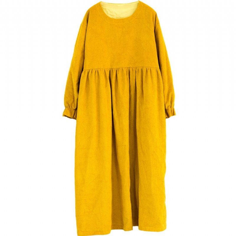 Robe Surdimensionnée Unie À Manches Volantées - Jaune Vif