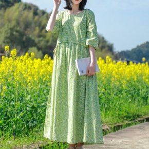 Robe Trapèze En Coton À Fleurs Vintage D'été