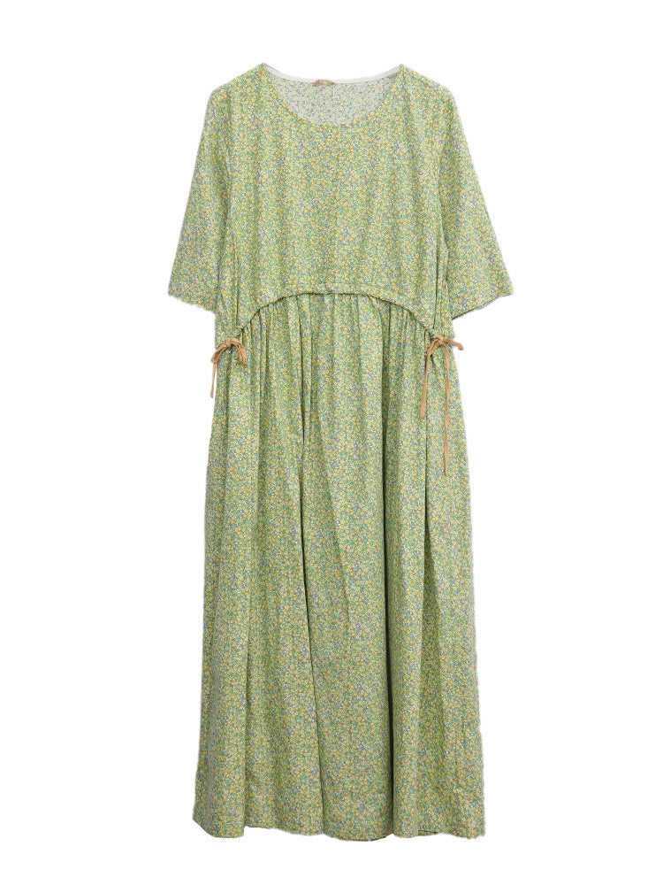 Robe Trapèze En Coton À Fleurs Vintage D'été