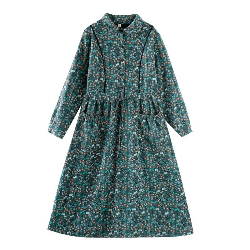 Robe Trapèze En Peluche Florale Rétro D'hiver