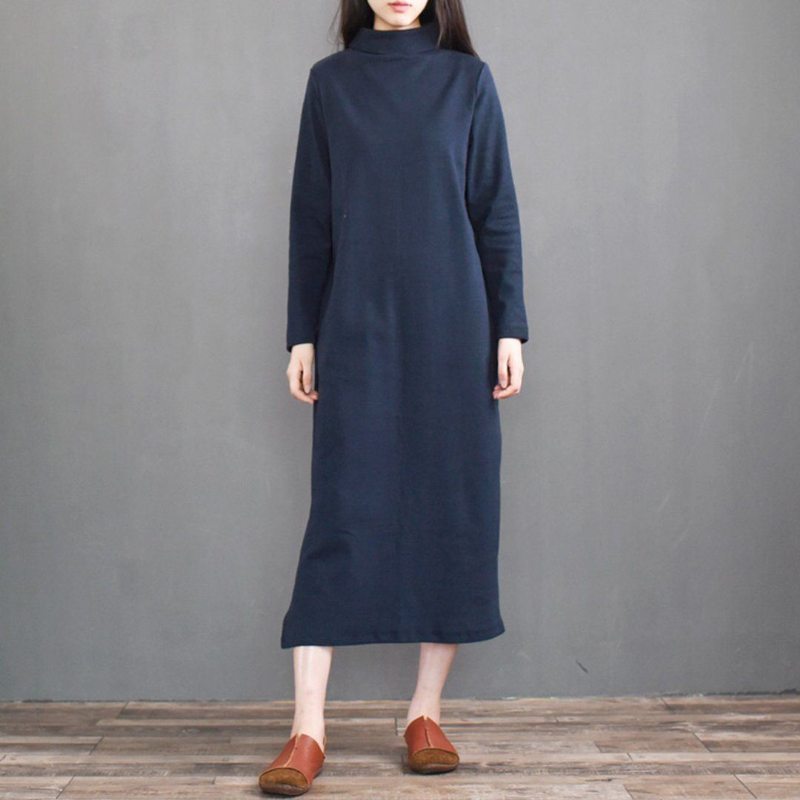 Robe En Tricot À Col Roulé Décontracté Vintage