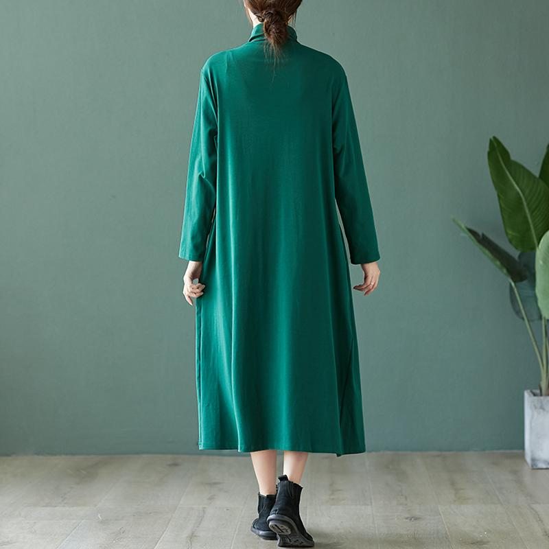 Robe En Tricot De Coton À Manches Longues Et Col Haut