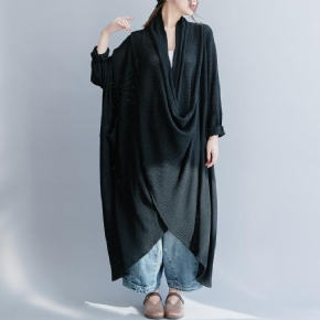 Robe En Tricot À Croix Noire Tombante Robes Art De Style Zen Pour Les Femmes