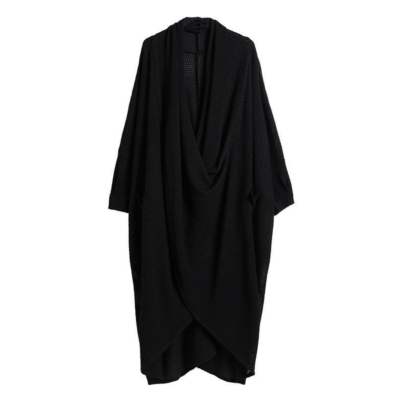 Robe En Tricot À Croix Noire Tombante Robes Art De Style Zen Pour Les Femmes