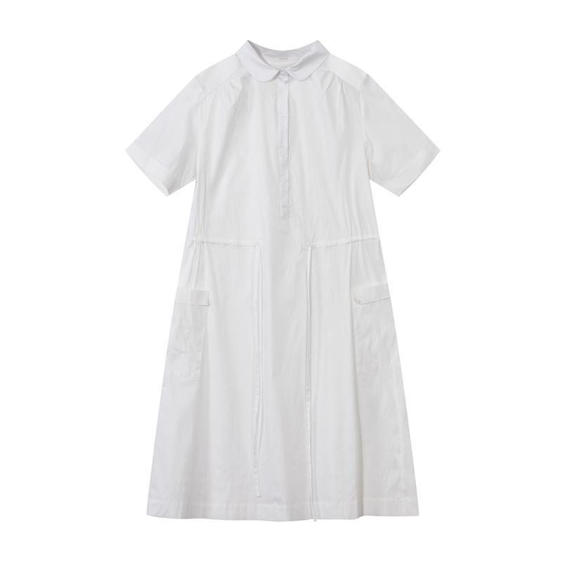 Robe Unie À Cordon De Serrage Et Bouton À Col Polo