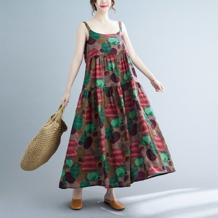 Robe De Vacances Décontractée Ample À Fleurs Rétro D'été