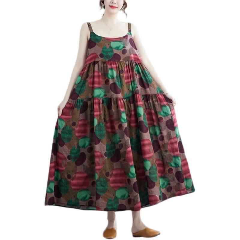 Robe De Vacances Décontractée Ample À Fleurs Rétro D'été