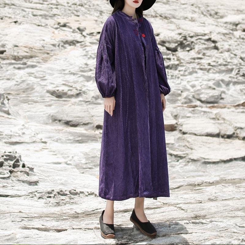 Robe En Velours Côtelé De Coton Épais Rétro Automne Hiver