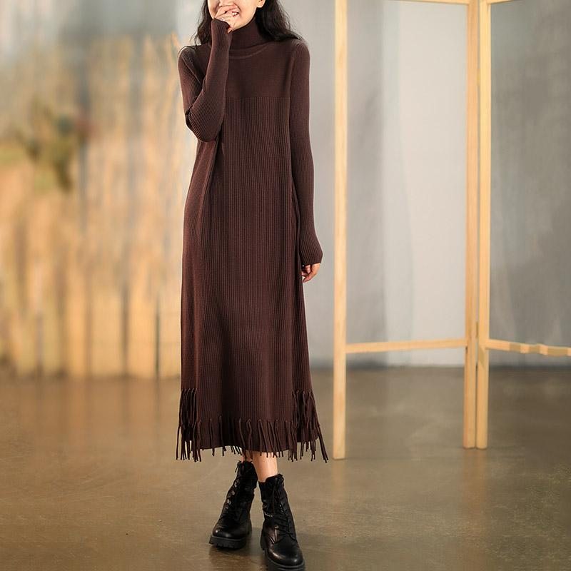 Winter Tassel Long Knitted Pull Dress Basic