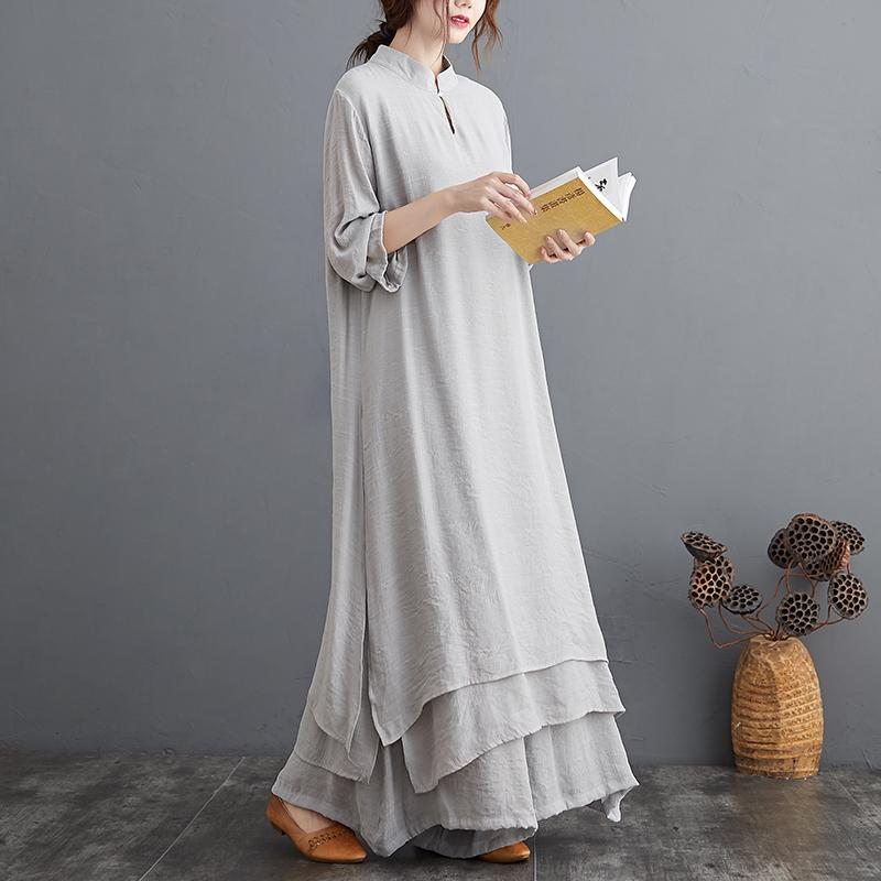 Automne Plus Size Long Shirt Loose Pants Set