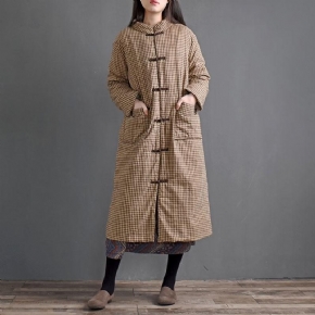 Manteau Ample En Coton Et Lin À Carreaux