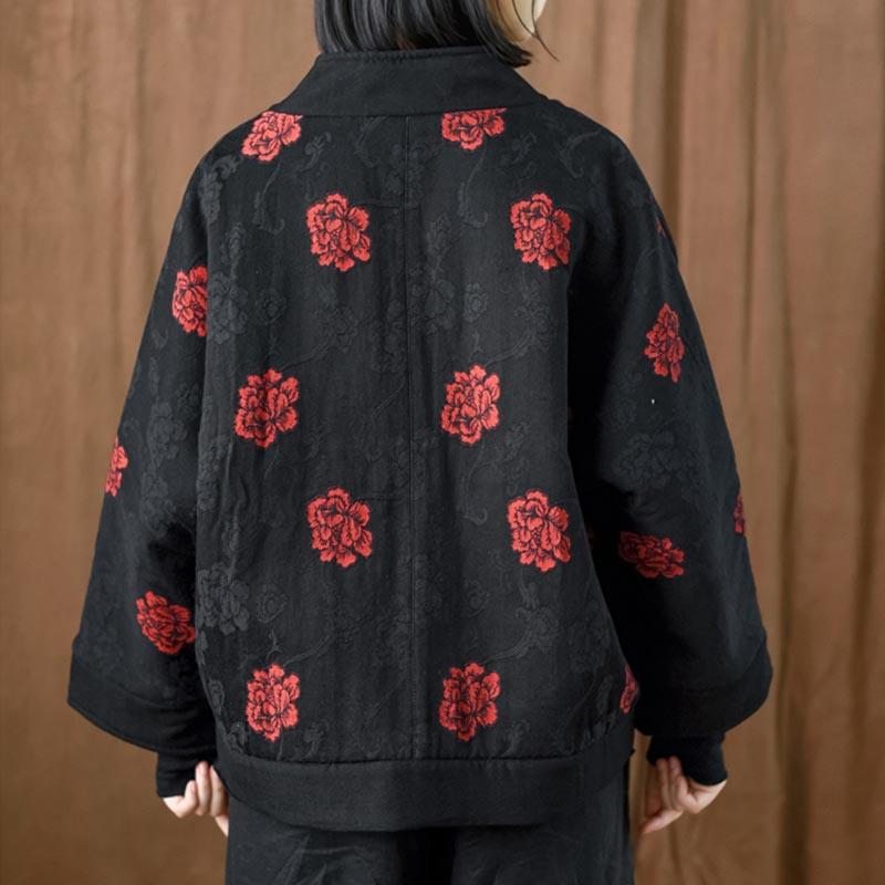 Manteau Ample Matelassé En Coton Et Lin À Fleurs Rétro