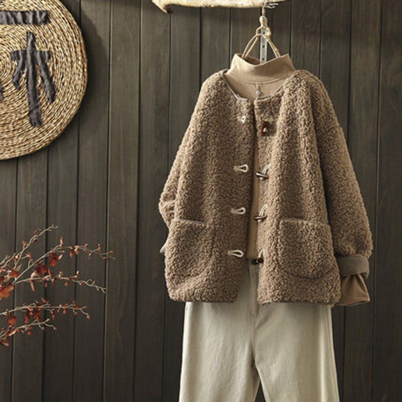 Manteau À Boucle En Corne D'ours En Peluche