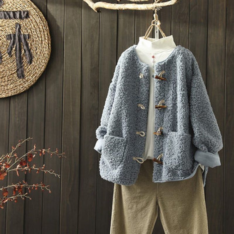 Manteau À Boucle En Corne D'ours En Peluche