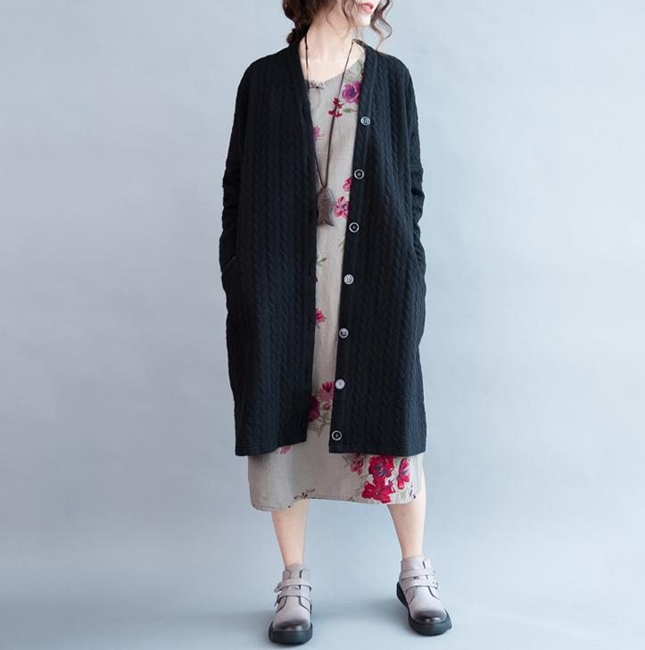 Manteau Cardigan À Boutons Tricotés Grande Taille