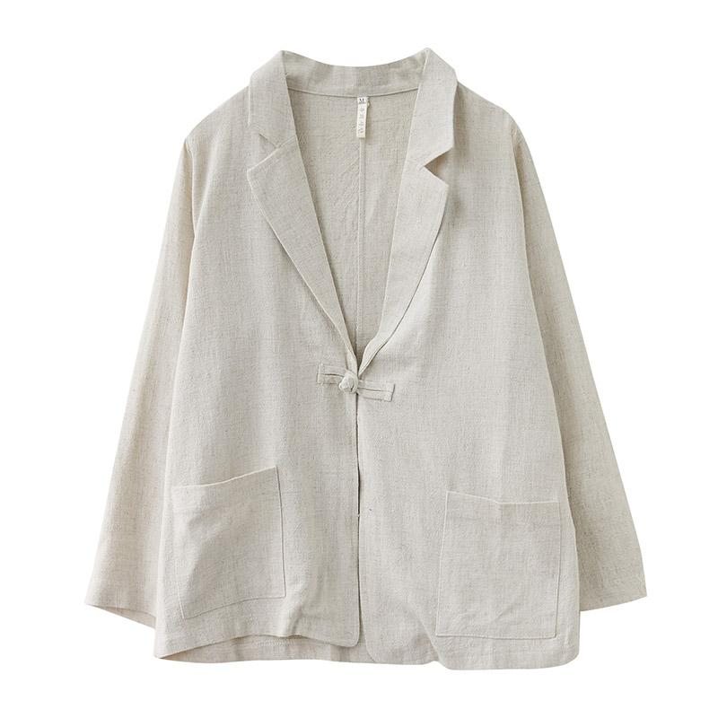 Manteau De Costume Pour Femme En Coton Et Lin Ample