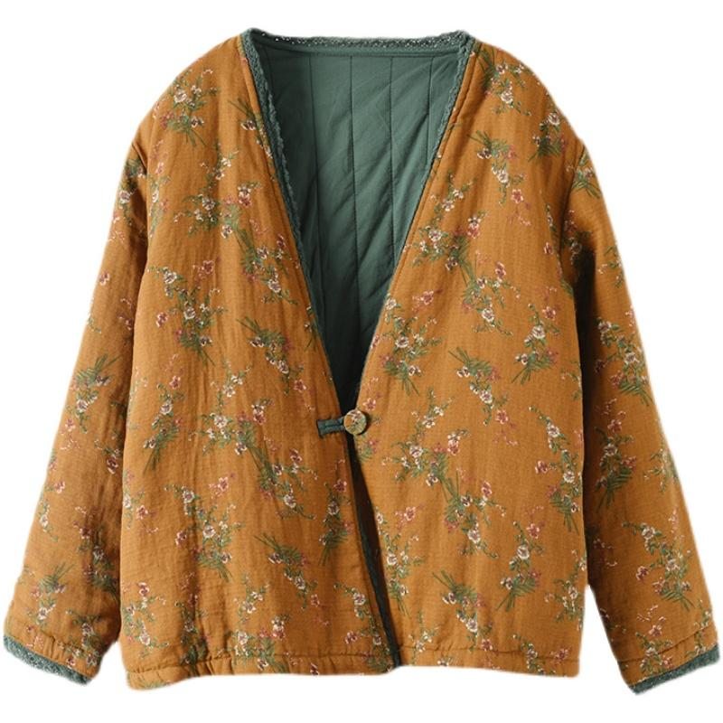 Manteau En Coton Épais À Fleurs Lâches D'automne Et D'hiver