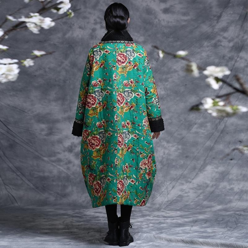 Manteau En Coton Épaississant À Fleurs Ethniques D'hiver