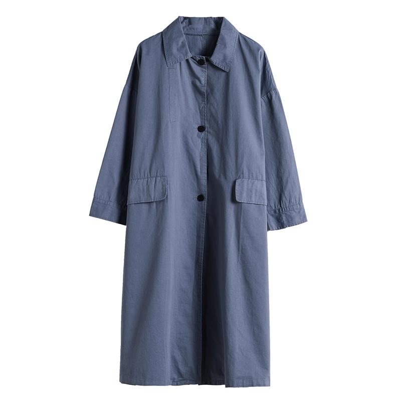 Manteau Coupe-vent Ample Simple-bleu