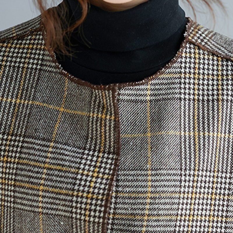 Manteau Coupe-vent À Carreaux Et Col Rabattu Grande Taille