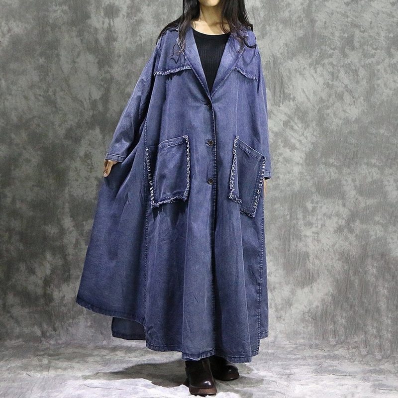 Manteau Coupe-vent En Lambeaux Décontracté En Denim Ample De Grande Taille