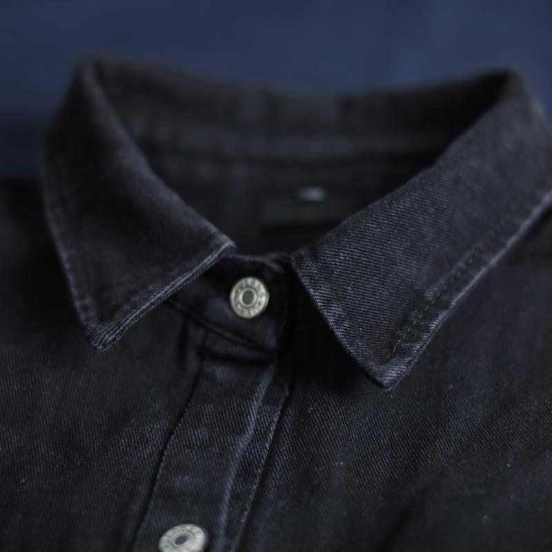 Manteau En Denim Noir Décontracté Pour Femmes