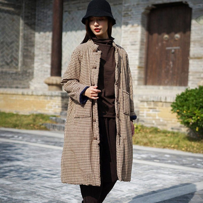 Manteau Épais À Col Montant Vichy