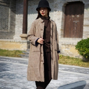 Manteau Épais À Col Montant Vichy