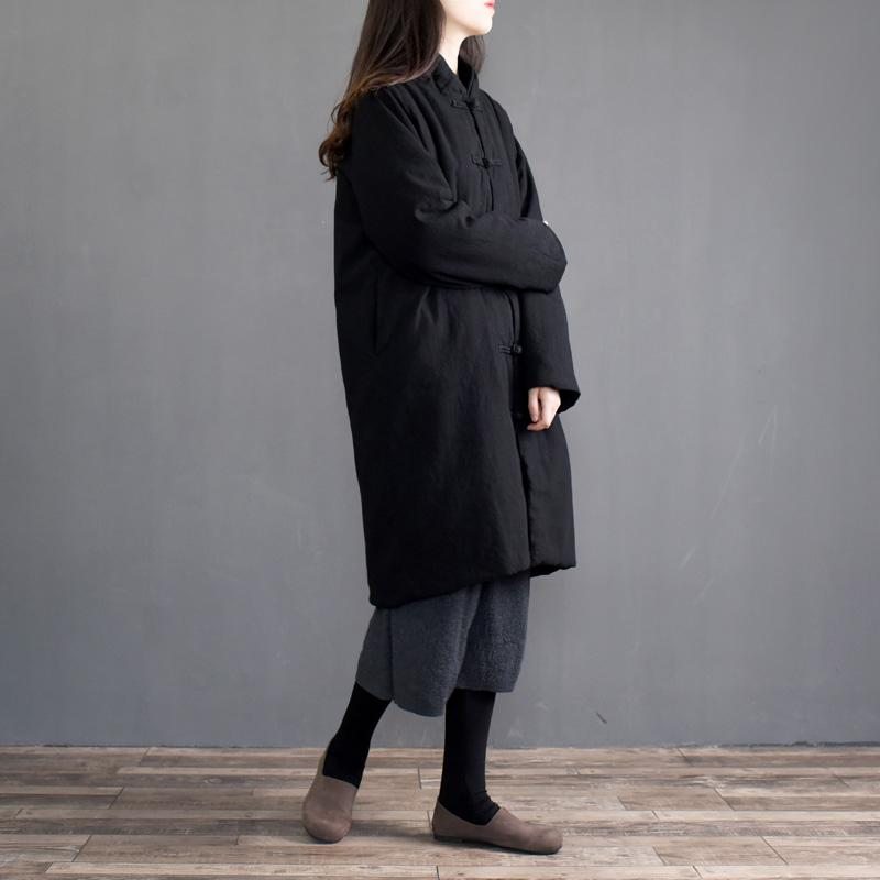 Manteau Épais Mi-long Matelassé En Coton Lin Automne Hiver