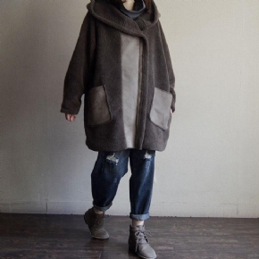 Manteau De Fourrure Mi-long Épais À Capuche