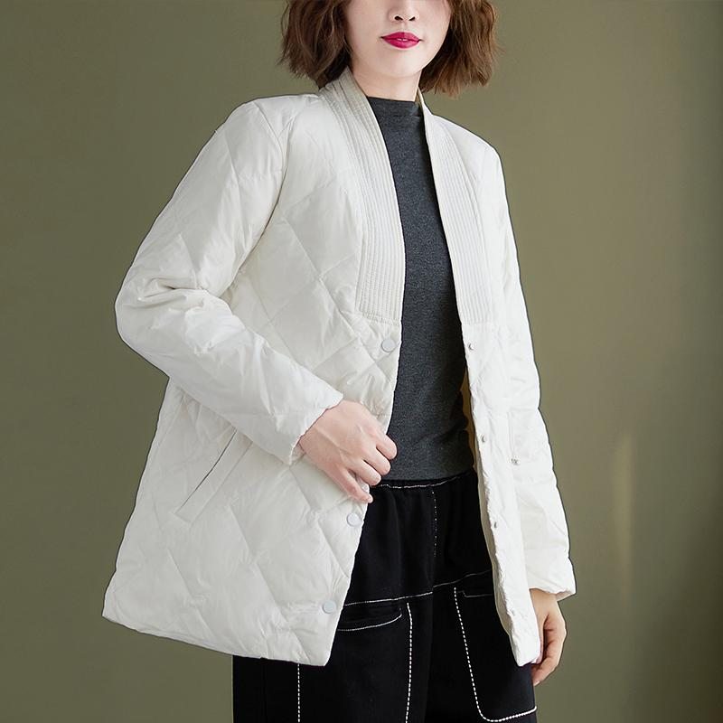 Manteau D'hiver Ample En Coton À Col En V Pour Femmes