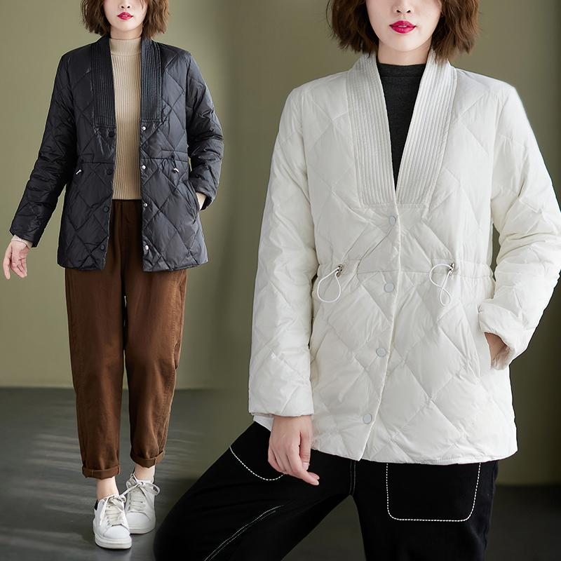 Manteau D'hiver Ample En Coton À Col En V Pour Femmes