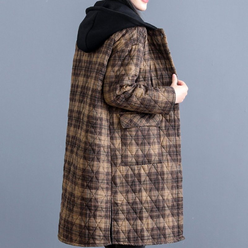 Manteau D'hiver À Capuche À Carreaux Vintage Rhombus